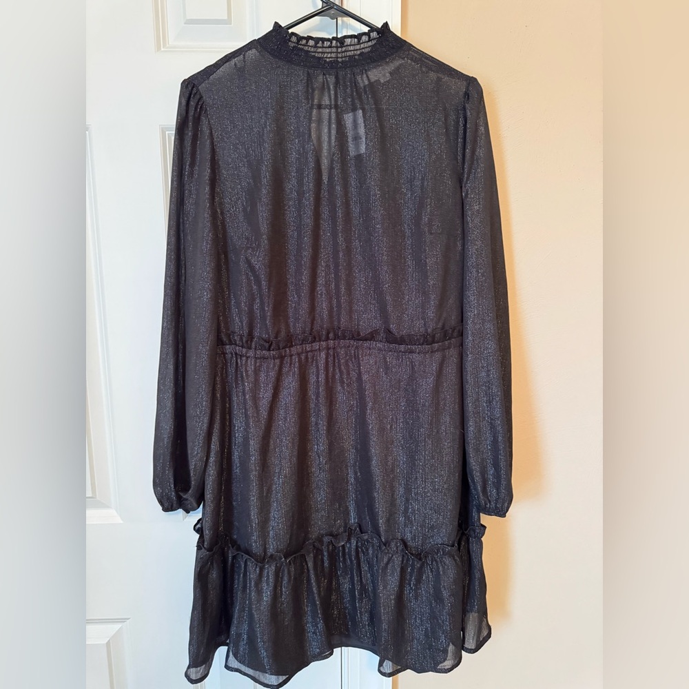 LOFT Metallic Black Dress-Large-NWT